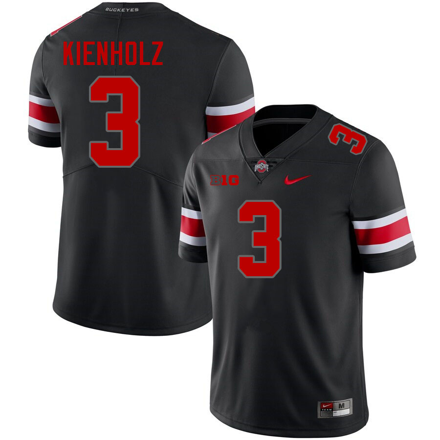 Ohio State Buckeyes Lincoln Kienholz Men's's #3 Authentic Blackout College Football Jersey 2404TDGD7